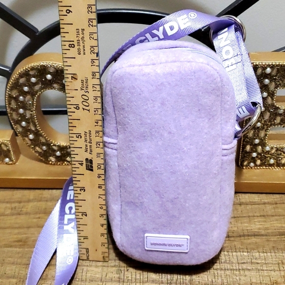 Bonnie Clyde Zip Up Small Fabric Soft Small Crossbody Bag Lavender Purple - Picture 5 of 5